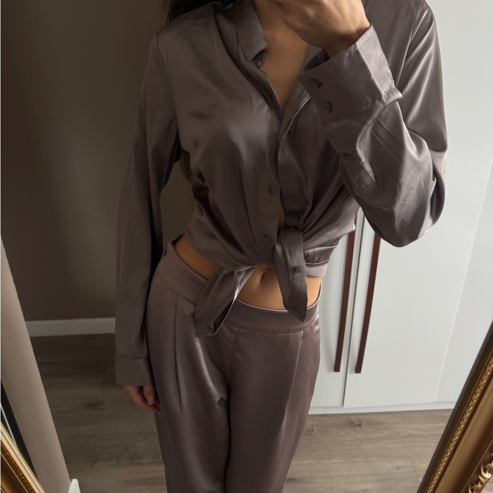 Express Gray Trousers Elegant Knit Design
